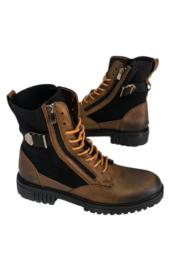 Men's Tan Casual Boot - Brown Black - 1