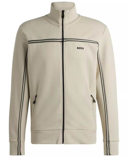 Men's Tape Insert Zip-Up Sweatshirt Open Beige - 4