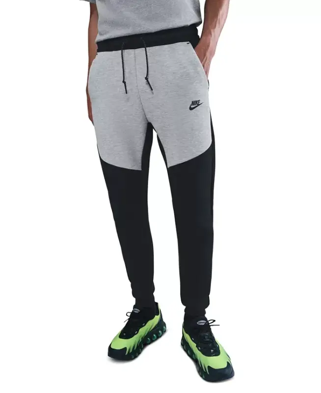 Men's Tech Fleece Drawstring Joggers Pants - Black/Dark Gray Heather - 1