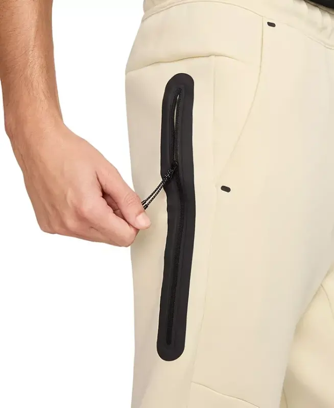 Men's Tech Fleece Drawstring Joggers Pants - Light Beige/Black - 3