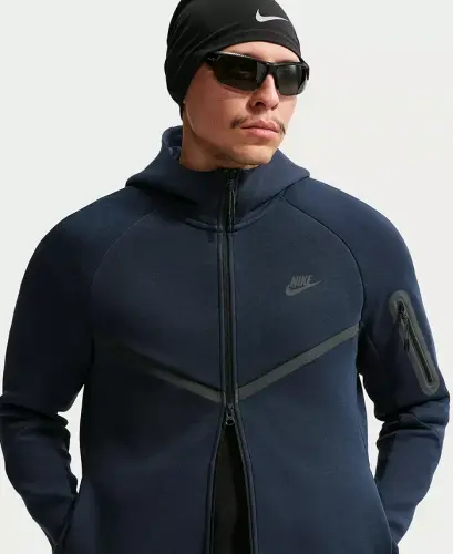 Men's Tech Fleece Full-Zip Hoodie - Birch Heather/Black - 14