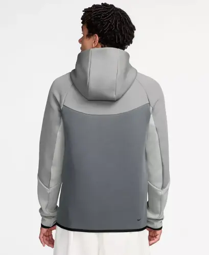 Men's Tech Fleece Full-Zip Hoodie - Light Smoke Gray/Cool Gray/Volt - NIKE (1)