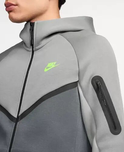Men's Tech Fleece Full-Zip Hoodie - Light Smoke Gray/Cool Gray/Volt - Nike (1)