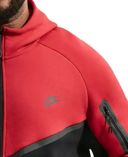 Men's Tech Fleece Full-Zip Hoodie - Tough Red/Black - NIKE (1)