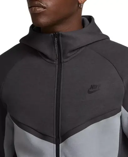 Men's Tech Fleece Full-Zip Windrunner Logo Hoodie - Anthracite/Cool Gray - 3