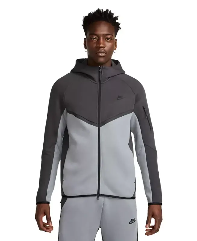 Men's Tech Fleece Full-Zip Windrunner Logo Hoodie - Anthracite/Cool Gray - NIKE