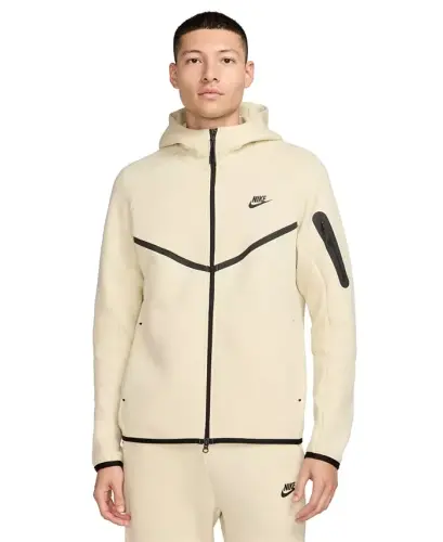 Men's Tech Fleece Full-Zip Windrunner Logo Hoodie - Cream/Black 