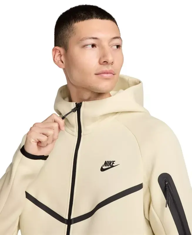 Men's Tech Fleece Full-Zip Windrunner Logo Hoodie - Cream/Black - 2