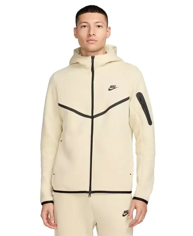 Men's Tech Fleece Full-Zip Windrunner Logo Hoodie - Cream/Black - NIKE