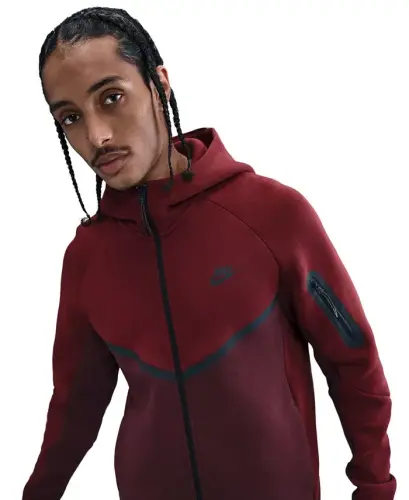 Men's Tech Fleece Full-Zip Windrunner Logo Hoodie - Dark Team Red/Burgundy - 3