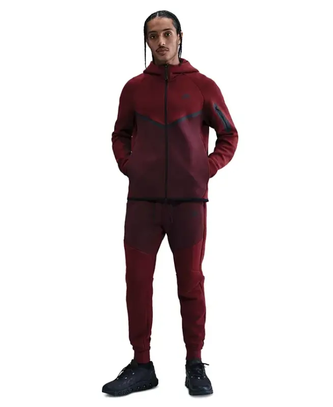 Men's Tech Fleece Full-Zip Windrunner Logo Hoodie - Dark Team Red/Burgundy - NIKE
