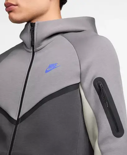 Men's Tech Fleece Full-Zip Windrunner Logo Hoodie - Medium Ash/Sapphire - NIKE (1)