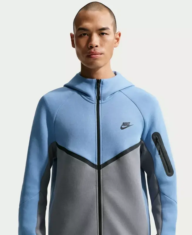 Men's Tech Fleece Full-Zip Windrunner Logo Hoodie - Work Blue/Cool Gray/Black - 2