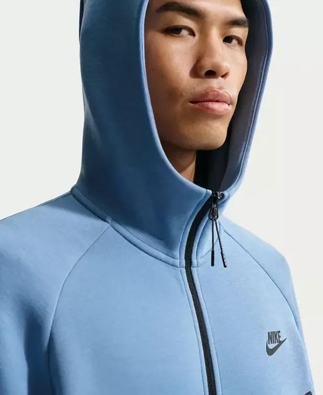 Men's Tech Fleece Full-Zip Windrunner Logo Hoodie - Work Blue/Cool Gray/Black - 3