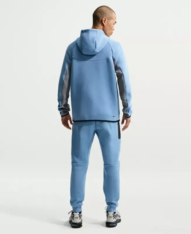 Men's Tech Fleece Full-Zip Windrunner Logo Hoodie - Work Blue/Cool Gray/Black - 4