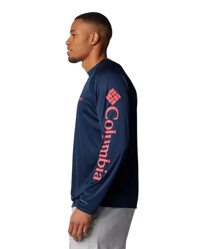 Men's Terminal Tackle Long-Sleeve T-Shirt - Collegiate Navy/Sunset Red Logo - 3