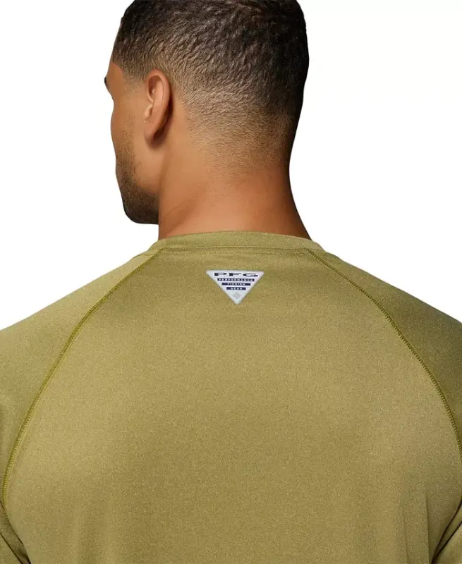 Men's Terminal Tackle Long-Sleeve T-Shirt - Grove Green Heather/Spark Orange Logo - 6