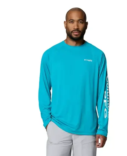 Men's Terminal Tackle Long-Sleeve T-Shirt - Ocean Teal/White Logo 