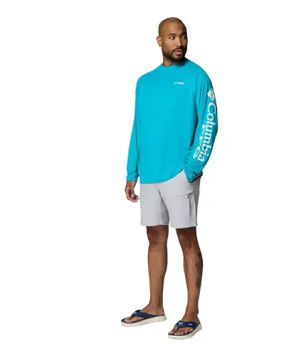 Men's Terminal Tackle Long-Sleeve T-Shirt - Ocean Teal/White Logo - COLUMBIA (1)
