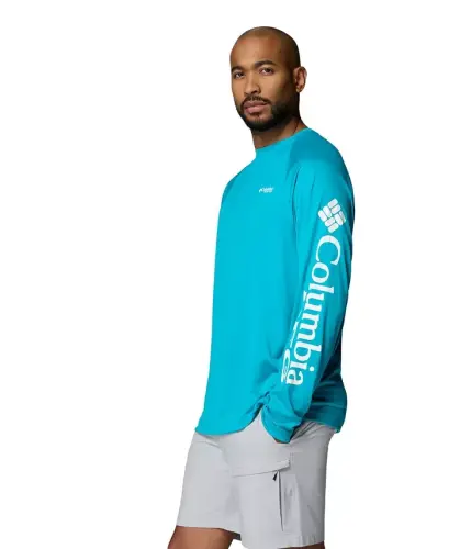 Men's Terminal Tackle Long-Sleeve T-Shirt - Ocean Teal/White Logo - 3