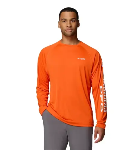 Men's Terminal Tackle Long-Sleeve T-Shirt - Spark Orange, White Logo 