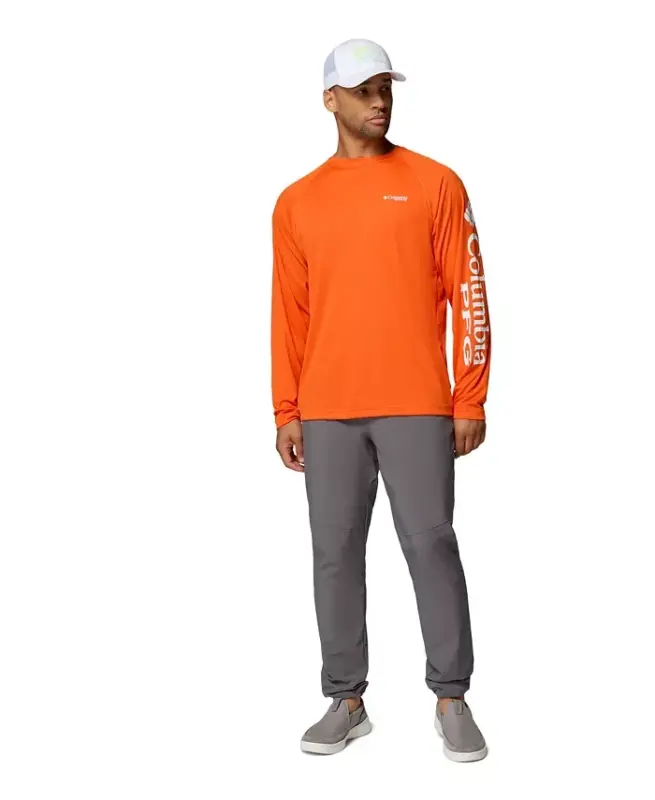 Men's Terminal Tackle Long-Sleeve T-Shirt - Spark Orange, White Logo - 2