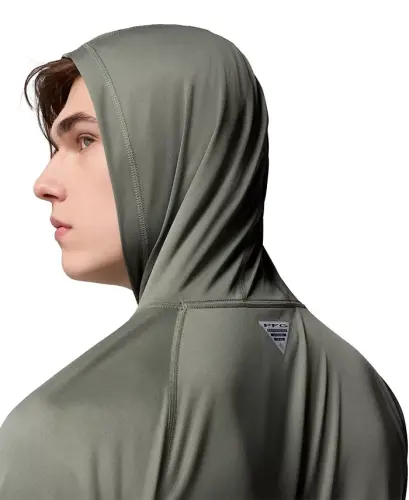 Men's Terminal Tackle UPF 50 Hoodie - Cypress, Dark stone logo - 6