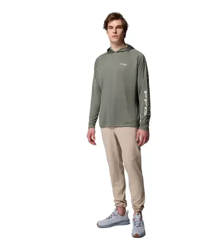Men's Terminal Tackle UPF 50 Hoodie - Cypress, Dark stone logo - 3