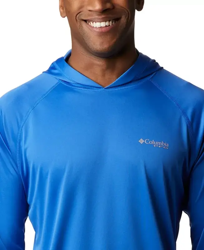Men's Terminal Tackle UPF 50 Hoodie-Vivid Blue, Cool Grey Logo - 3
