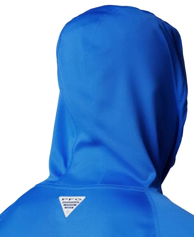 Men's Terminal Tackle UPF 50 Hoodie-Vivid Blue, Cool Grey Logo - 6