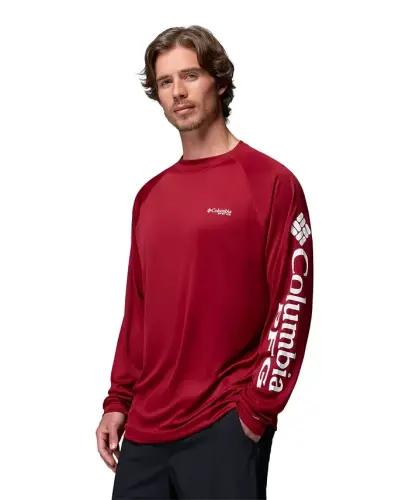 Men's Terminal Tackle Long-Sleeve T-Shirt - Beet/White logo - 6