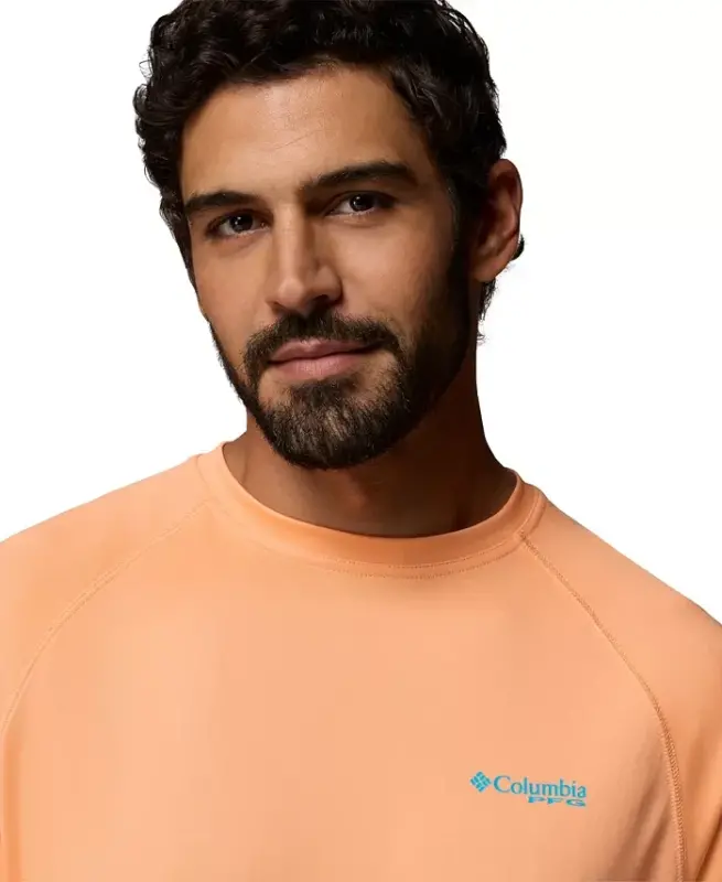 Men's Terminal Tackle Long-Sleeve T-Shirt - Bright Nectar/Ocean Teal Logo - 4