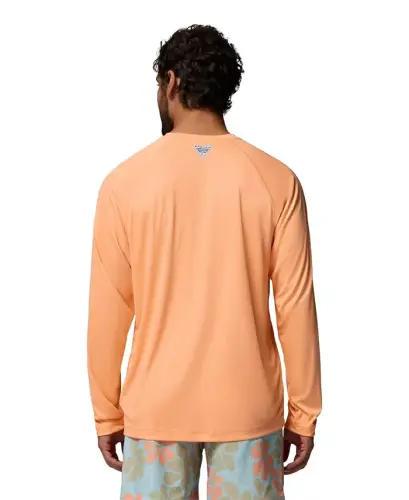 Men's Terminal Tackle Long-Sleeve T-Shirt - Bright Nectar/Ocean Teal Logo - 13