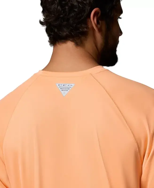 Men's Terminal Tackle UPF 50 Quick Dry Shirt - Bright Nectar/Ocean Teal Logo - 5