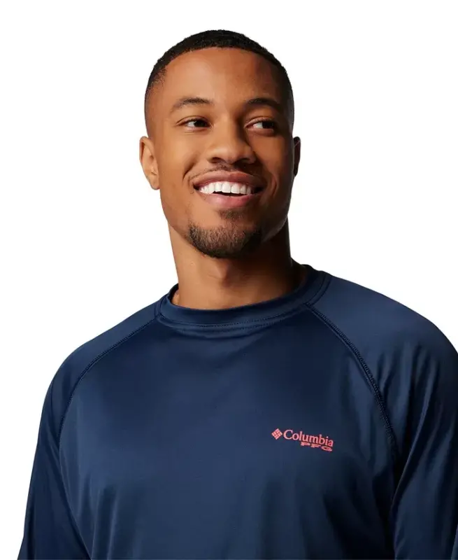 Men's Terminal Tackle Long-Sleeve T-Shirt - Collegiate Navy/Sunset Red Logo - 4