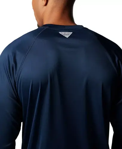 Men's Terminal Tackle UPF 50 Quick Dry Shirt - Collegiate Navy/Sunset Red Logo - 5