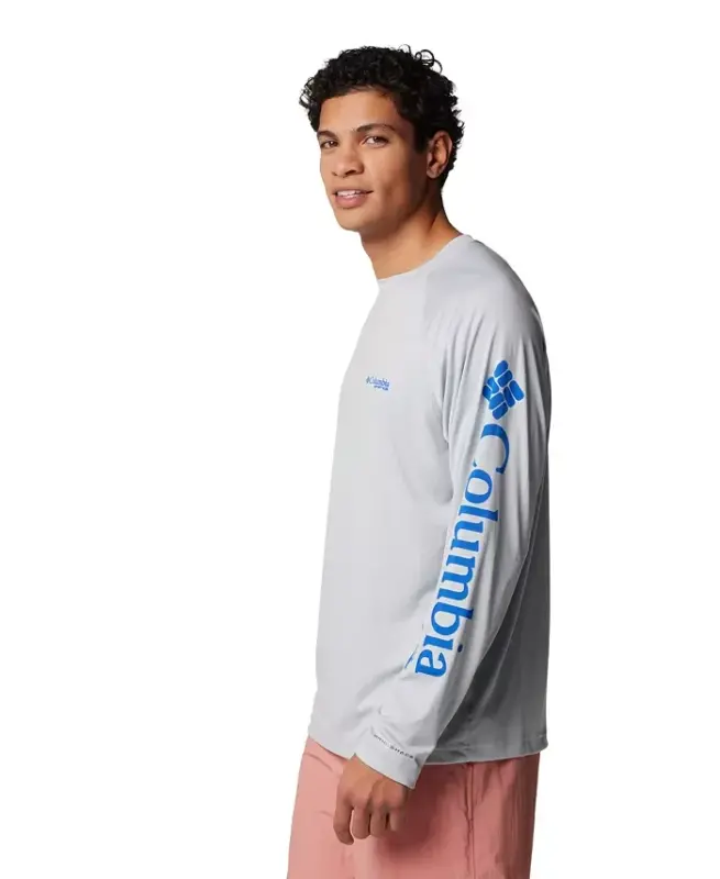 Men's Terminal Tackle Long-Sleeve T-Shirt - Cool Gray/Vivid Blue Logo - 3