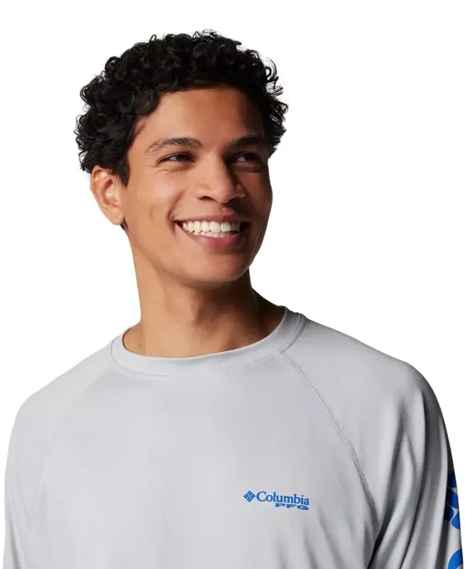 Men's Terminal Tackle Long-Sleeve T-Shirt - Cool Gray/Vivid Blue Logo - 4
