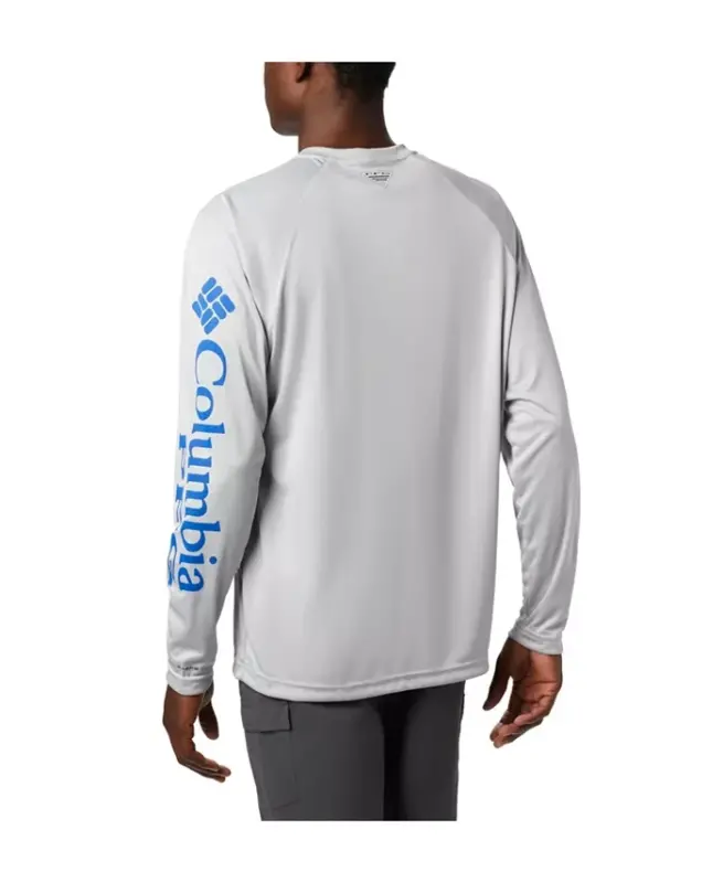 Men's Terminal Tackle UPF 50 Quick Dry Shirt - Cool Gray/Vivid Blue Logo - 4