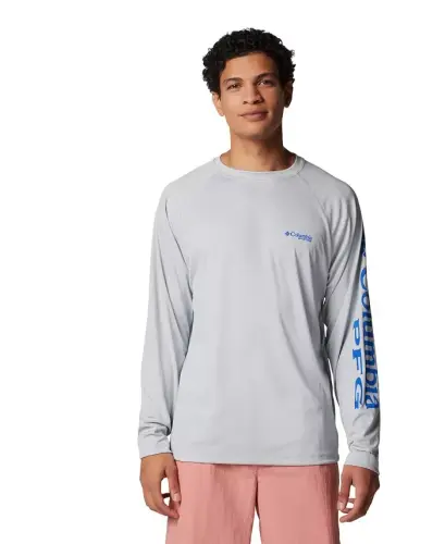 Men's Terminal Tackle Long-Sleeve T-Shirt - Cool Gray/Vivid Blue Logo 