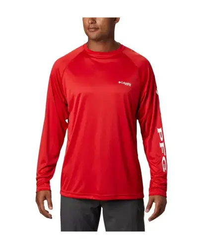 Men's Terminal Tackle UPF 50 Quick Dry Shirt - Red Spark/White Logo 