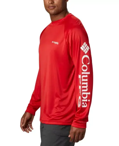 Men's Terminal Tackle UPF 50 Quick Dry Shirt - Red Spark/White Logo - COLUMBIA (1)