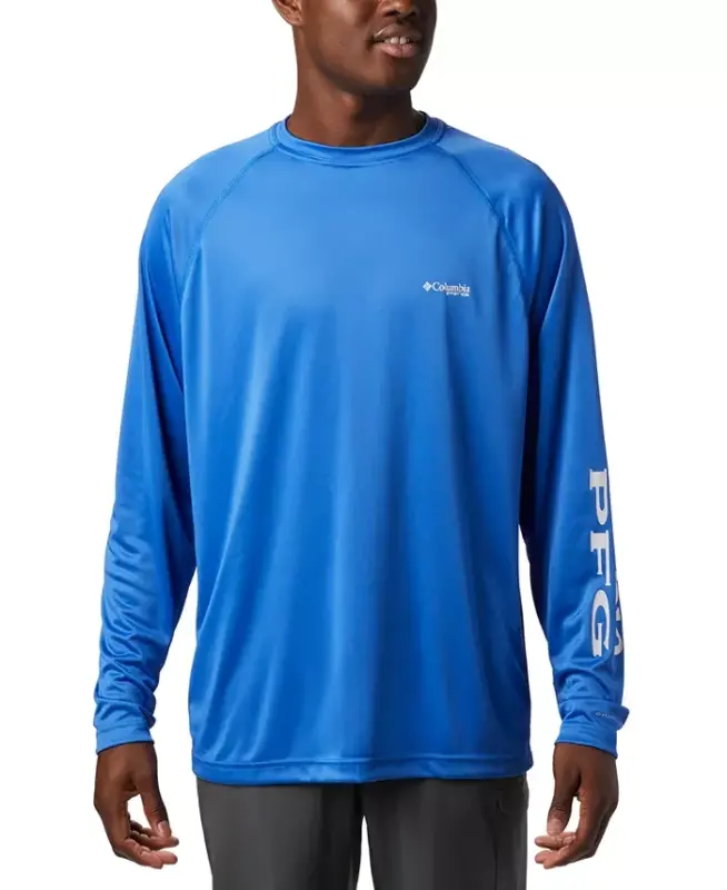 Men's Terminal Tackle UPF 50 Quick Dry Shirt - Vivid Blue/Cool Gray Logo - 1