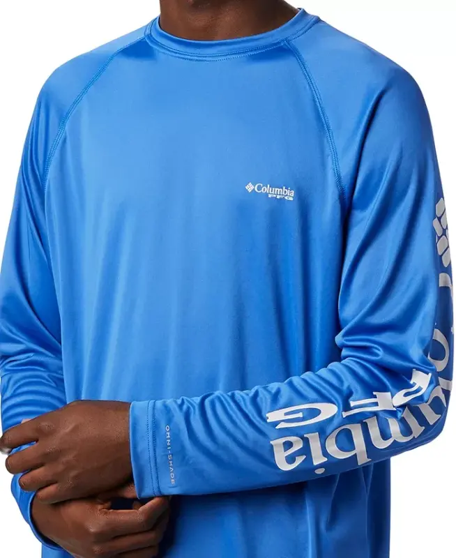 Men's Terminal Tackle UPF 50 Quick Dry Shirt - Vivid Blue/Cool Gray Logo - 2