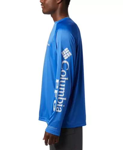 Men's Terminal Tackle UPF 50 Quick Dry Shirt - Vivid Blue/Cool Gray Logo - 3