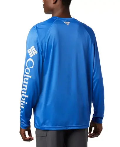 Men's Terminal Tackle UPF 50 Quick Dry Shirt - Vivid Blue/Cool Gray Logo - 4