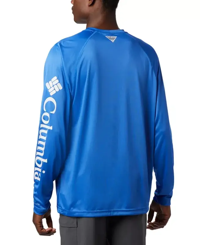 Men's Terminal Tackle UPF 50 Quick Dry Shirt - Vivid Blue/Cool Gray Logo - 4