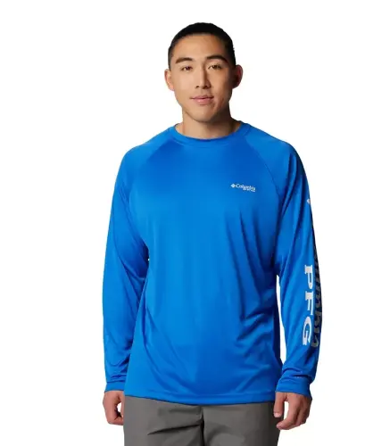 Men's Terminal Tackle Long-Sleeve T-Shirt - Vivid Blue/Cool Gray Logo 