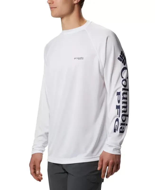 Men's Terminal Tackle UPF 50 Quick Dry Shirt - White/Nightshade Logo - COLUMBIA
