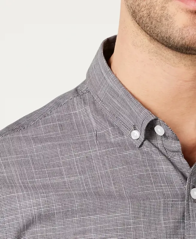 Men's Texture Check Stretch Cotton Shirt, Created for Modazone - 2
